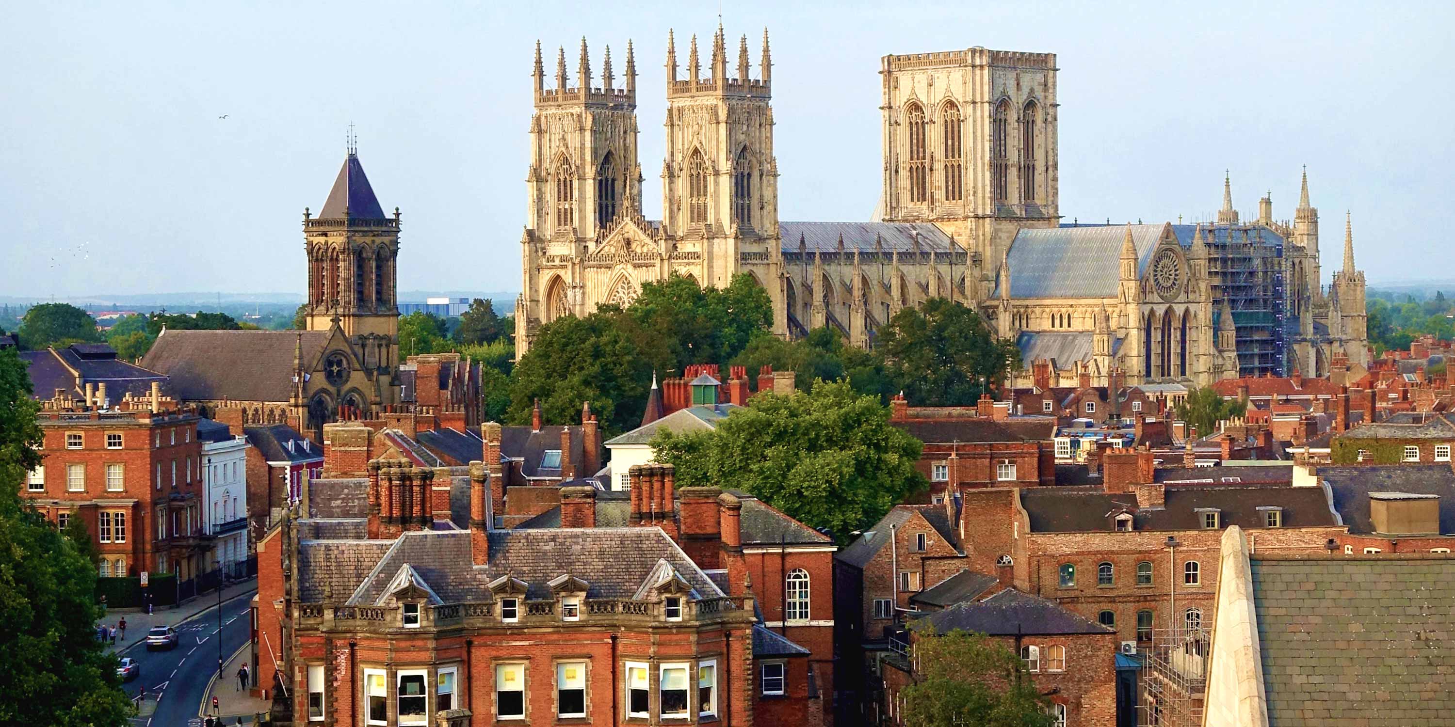 A panoramic view of York City Skyline. The cathedral can be seen in the middle.